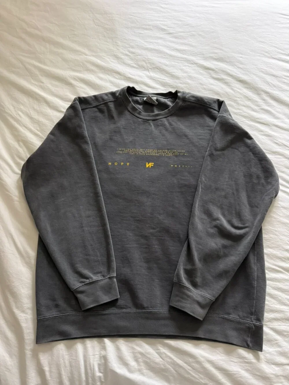 NF Hope “Done Running” Crewneck Sweatshirt Gray Yellow Graphic Size XL - Picture 4 of 4